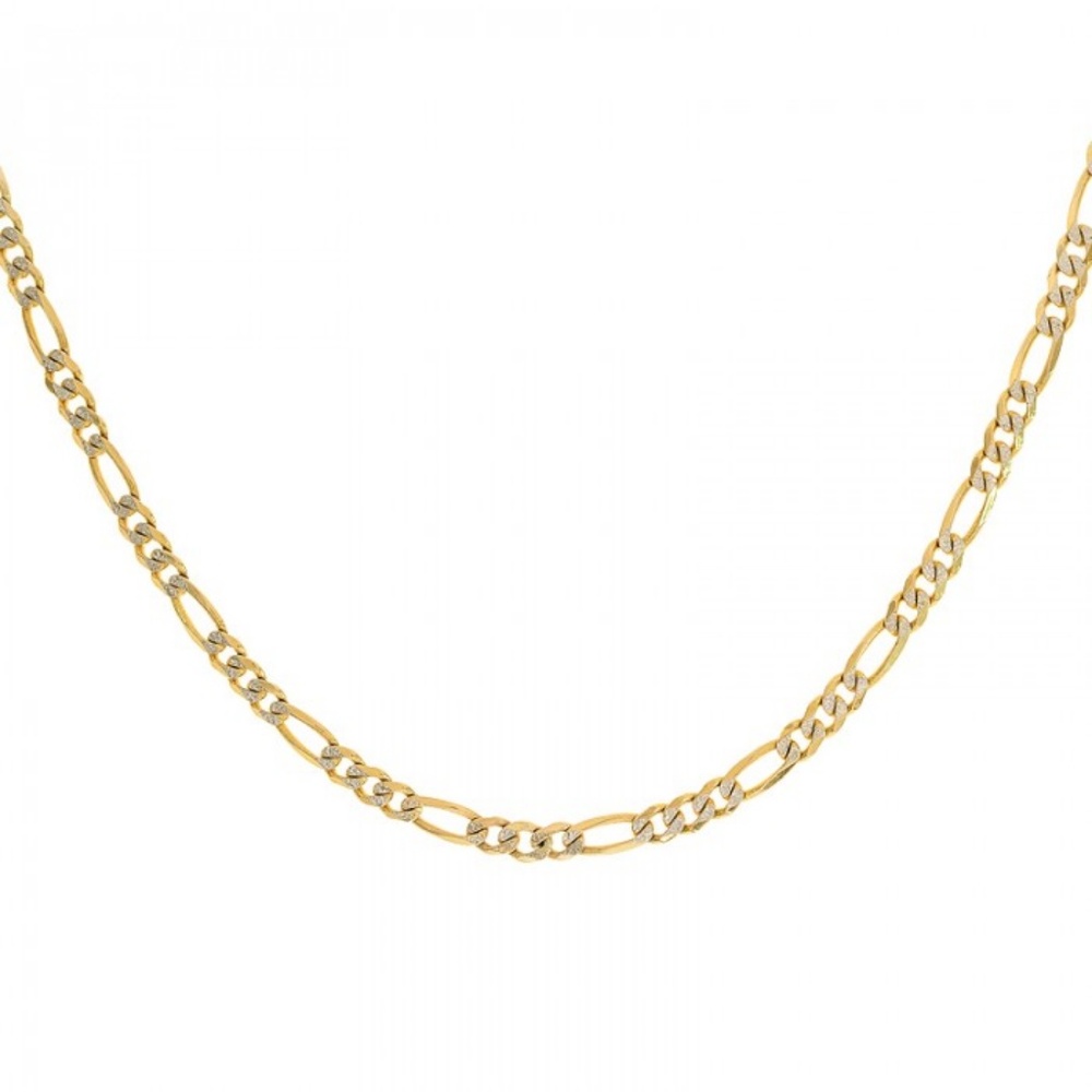 14K Gold Diamond Cut Figaro Link 16 Inch Chain